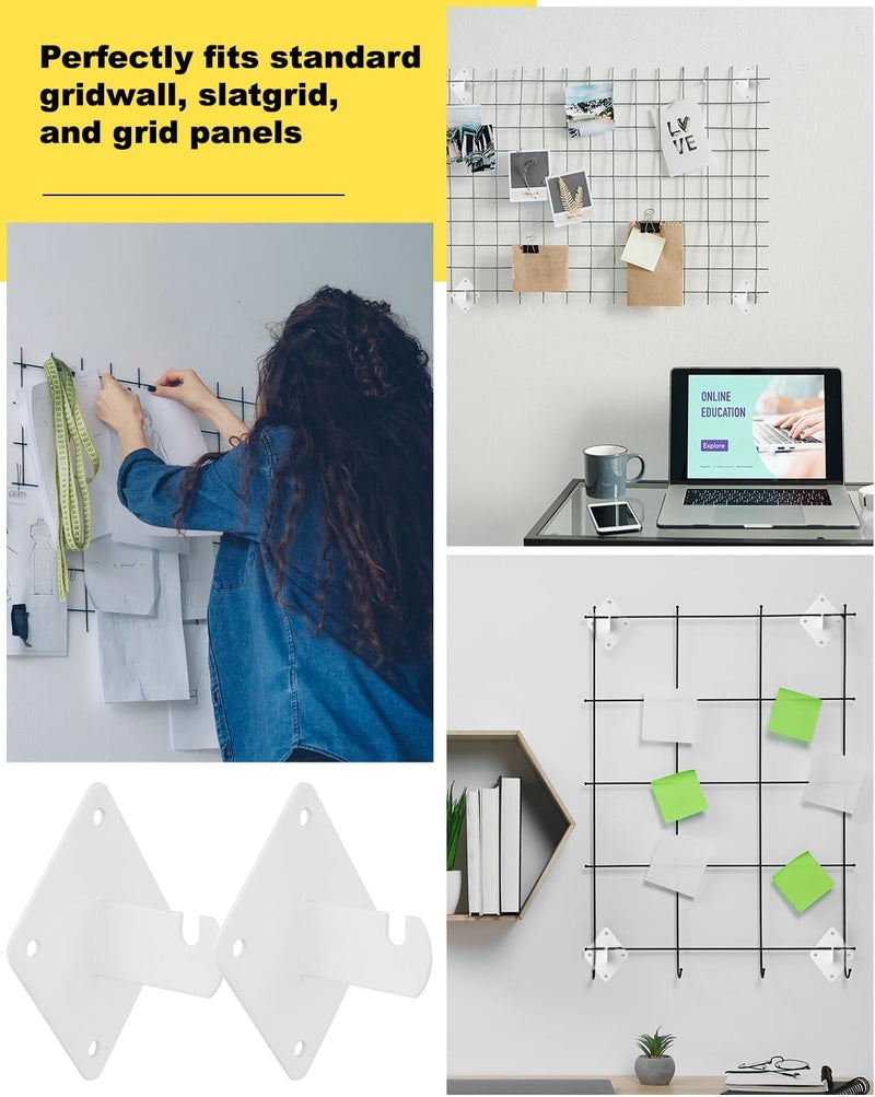 Alffun Gridwall Mount Brackets, 12 Pcs Grid Panel Wall Mount Brackets with Screws for Garage Workbench Display Wall Organization(12 Pcs, White) - Image 4